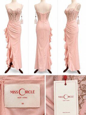 MISS CIRCLE JUNIA PINK LACE CORSET MAXI DRESS – SIZE XS – NWT